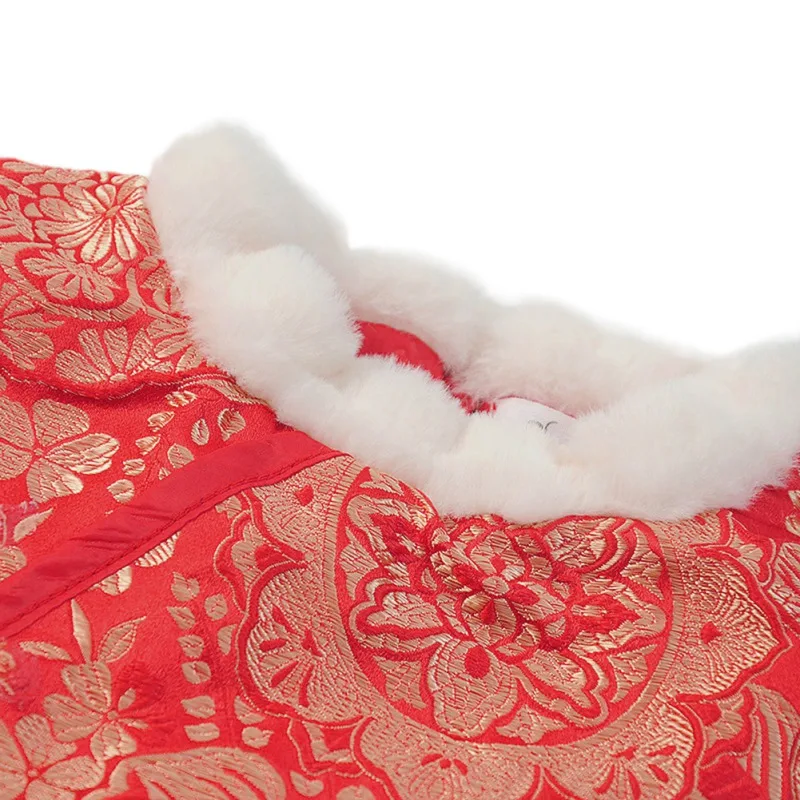 Зимняя детская одежда для девочек; Qipao; хлопковое Сетчатое платье с вышивкой; платье принцессы для маленьких девочек; Новое Детское традиционное китайское платье Qipao k