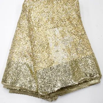 

High Quality African Lace Fabric Net French Lace Fabric Tulle With Rhinestones Nigerian Lace Fabric For Wedding 5 yards/lot