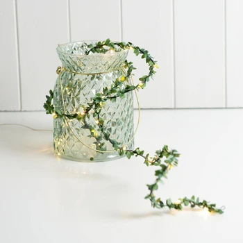 

Wire Lamp Wedding Home Indoor Decoration LED Leaves Fairy String Lights Wedding Party Garland Decorative Copper