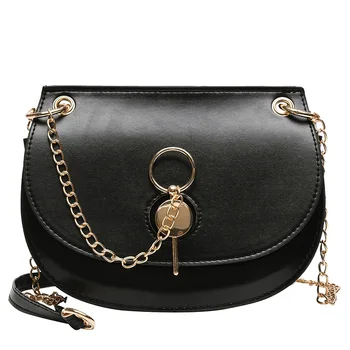 

Spring new fashion wild fairy bag solid color chain diagonal saddle bag fashion ladies shoulder bag