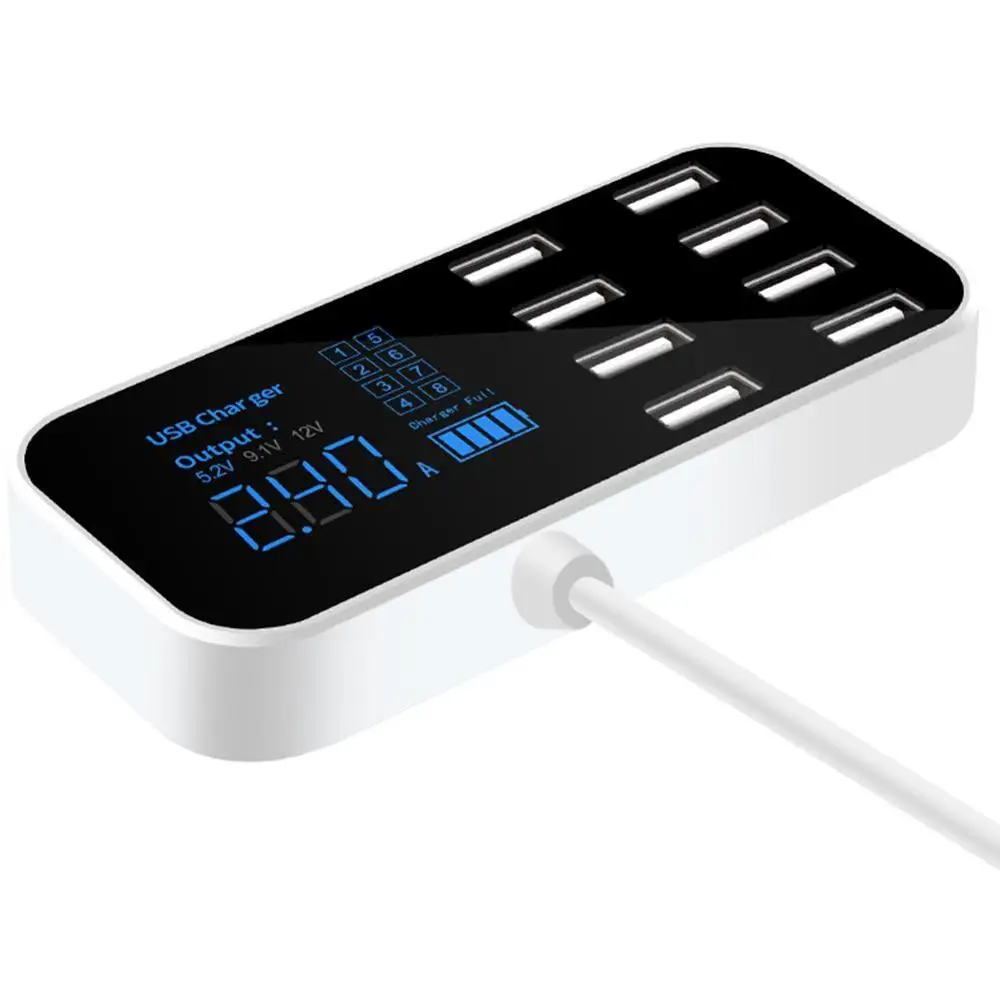 8 портовый USB концентратор быстрое зарядное устройство со светодиодным дисплеем 3