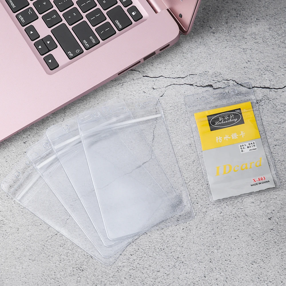 10Pcs PVC Plastic Badge Holder Wallet ID Card Holder Clip for Offices School Exhibition Bank Card Badg Holders Stationery Supply card holder id card holder