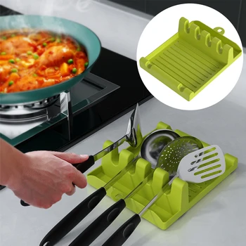 

Spoon Lid Rack Vegetable Spatula Spoon Holder Multi-function Spatula Pad Holder Tableware Storage Plastic Rack Kitchen Accessory
