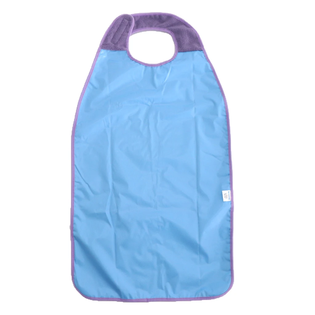 2pcs Adult Bib Washable Reusable Waterproof Clothing Protector for Eating Blue and Purple 18''x34''