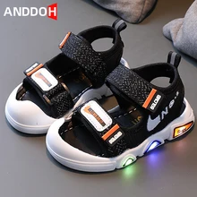 

Size 21-30 Boys Girls Glowing Sandlas Baby LED Lights Soft Bottom Beach Sandal Kids Luminous Shoes Children Lighted Footwear