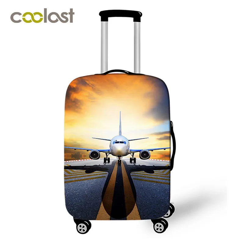 fashion car / airplane print luggage cover for travelling anti-dust suitcase protective covers baggage trolley case cover - Цвет: AXT FEIJI30