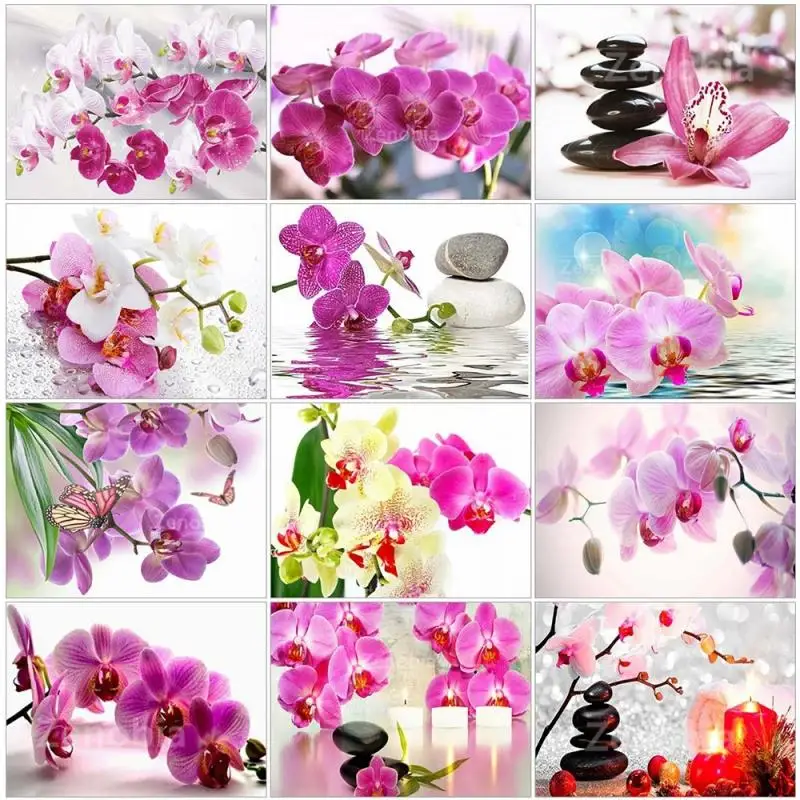 

Diamond Embroidery Orchid Full Drill Square Diamond Painting Flower Rhinestones Art Cross Stitch Kits Needlework Mosaic 5D Decor