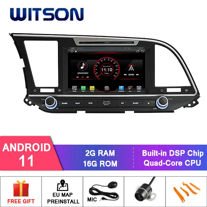 WITSON Android 11 2GB RAM 16GB FLASH Car Multimedia System For HYUNDAI ELANTRA 2016 Player Stereo AutoAudio GPS | Автомобили и
