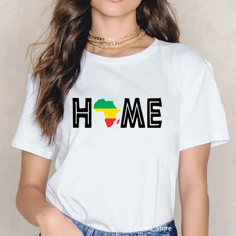 

Africa Map Graphic T Shirt for Women Melanin shirt black queen Female T-shirts Afro home Print White tshirt Tumblr Clothes