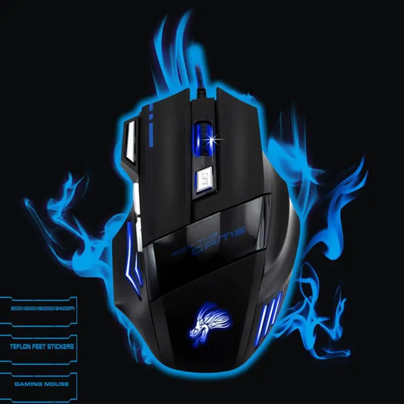 Gaming Mouse 7 Button USB Wired LED Breathing Fire Button 5500 DPI for Laptop PC 3
