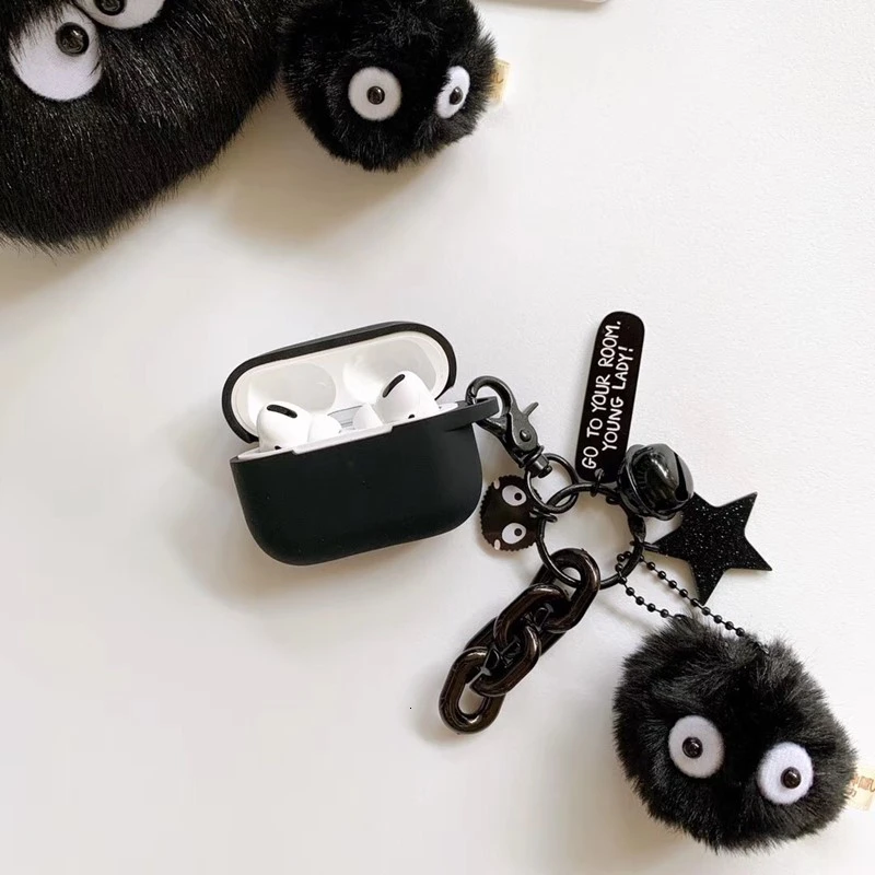 

Black Totoro Briquettes Earphone Case Silicone Case For Airpods Pro Key ring case Accessories Protective Cover For Airpods Pro 3