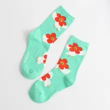 5 пар женских милых носков карамельного цвета Харадзюку, чулочно-носочные изделия с цветочным принтом