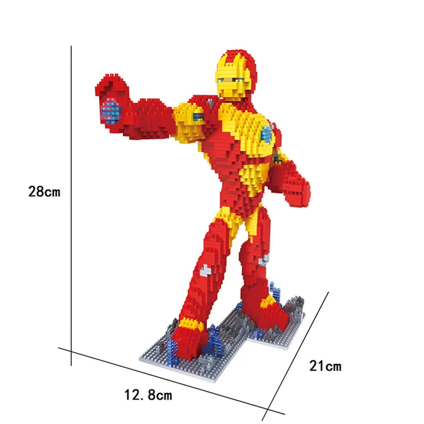 Марвел Мститель строительный Человек-паук кирпичные блоки игрушка супер герой Железный человек Капитан Америка DIY Модель действие Зеленый Халк фигурки игрушка - Цвет: ironman no box