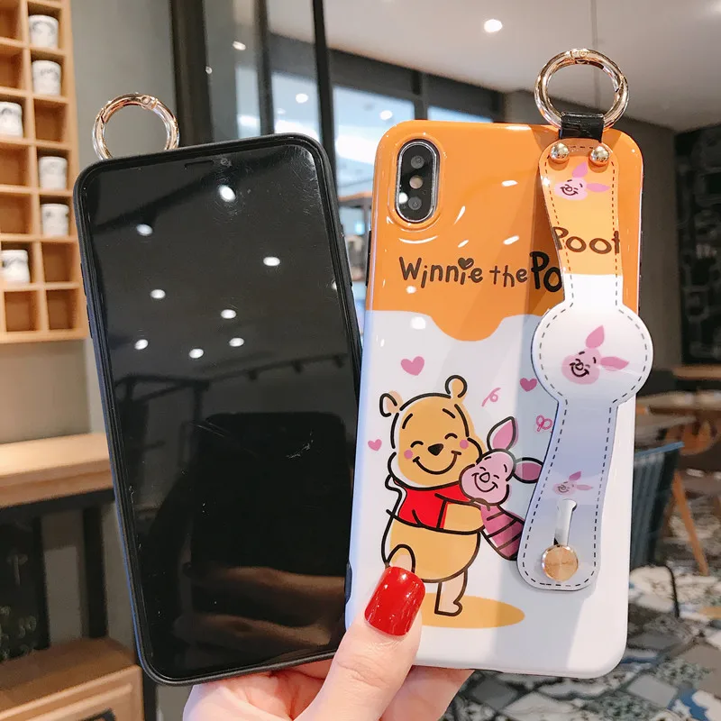 Чехол для телефона с изображением Винни-медведя и поросенка для iPhone 8 7 6 6s Plus X XR XS Max, модный браслет, Мягкая силиконовая задняя крышка, Капа