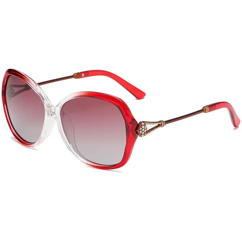 SIMPRECT, поляризационные солнцезащитные очки для женщин,, негабаритные Квадратные Солнцезащитные очки, Ретро стиль, стразы, солнцезащитные очки, винтажные, черные оттенки для женщин - Цвет линз: red-Gradient red