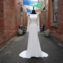 Элегантные свадебные платья русалки с иллюзионным вырезом рукава вырез лодочкой белый цвет слоновой кости размера плюс свадебное платье с коротким шлейфом