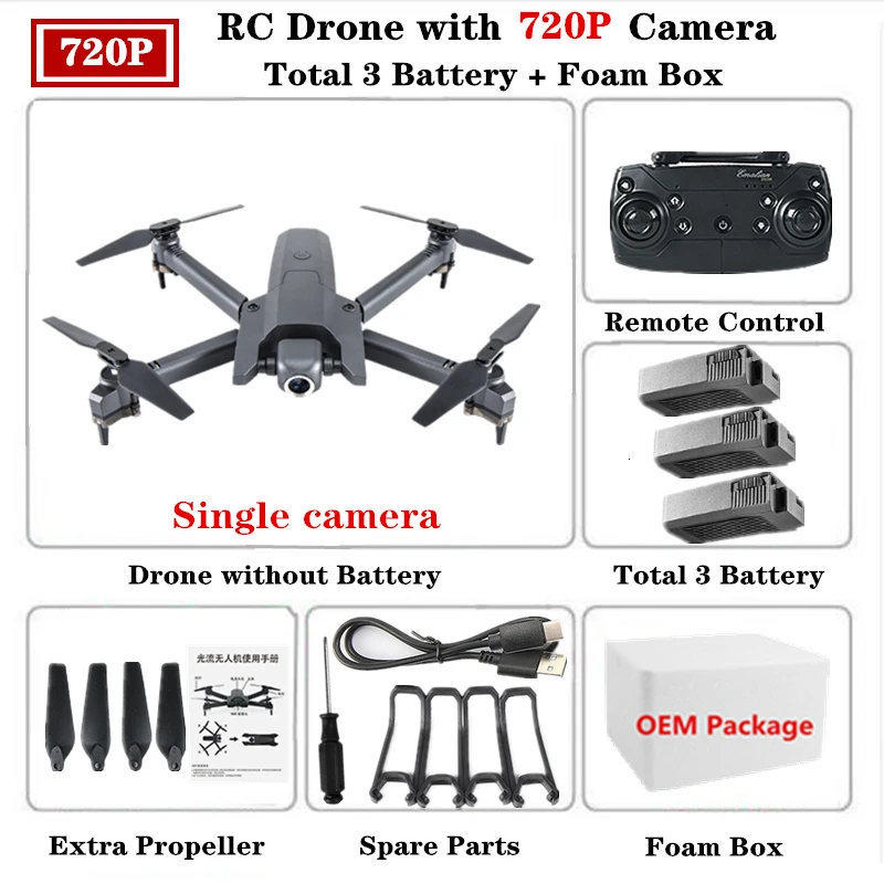 Радиоуправляемый Дрон Квадрокоптер с 4K HD WiFi FPV камера с высоким режимом удержания Квадрокоптер складной рычаг Вертолет VS E58 M69 SG106 игрушечный Дрон - Цвет: 720P-Single camera-3