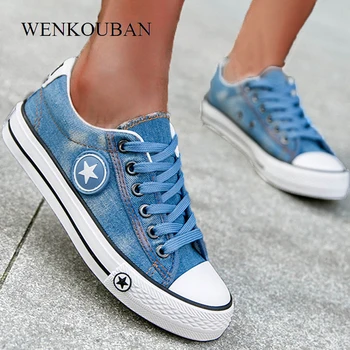 

2020 Flats Shoes For Women Summer Canvas Shoes Wedage Women Sneakers Denim Casual Shoes Ladies Platform Shoes Femmes Chaussures