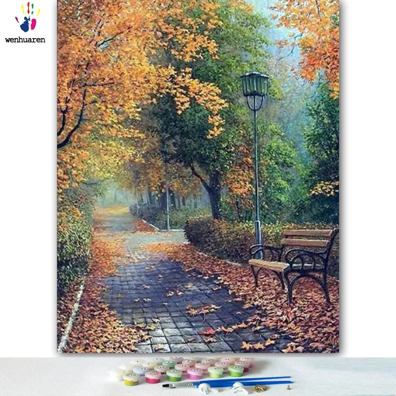 DIY картинки для раскраски по номерам с цветами декорации на дереве drawingpicture Рисование по номерам в рамке дома - Цвет: 5971