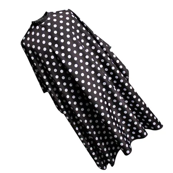 

Anti-static Hairdressing Cape Practical Haircut Cape Hair Cutting Cloak Haircut Gown for Barber Shop (Black, Round Dot Pattern)