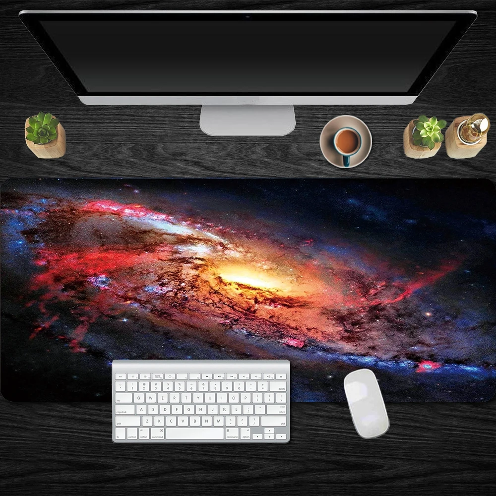 Outer Space Universe Planet Gamer Play Mat XL Large Lock Edge Mousepad Soft Extended Computer Keyboard Pad For CSGO | Компьютеры и