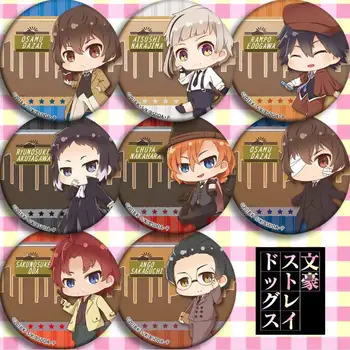 

8pcs/1lot Anime Bungou Stray Dogs Rampo Edogawa Ango Sakaguchi Dazai Osamu Figure 5011 Badges Round Brooch Pin Gifts Kids Toy