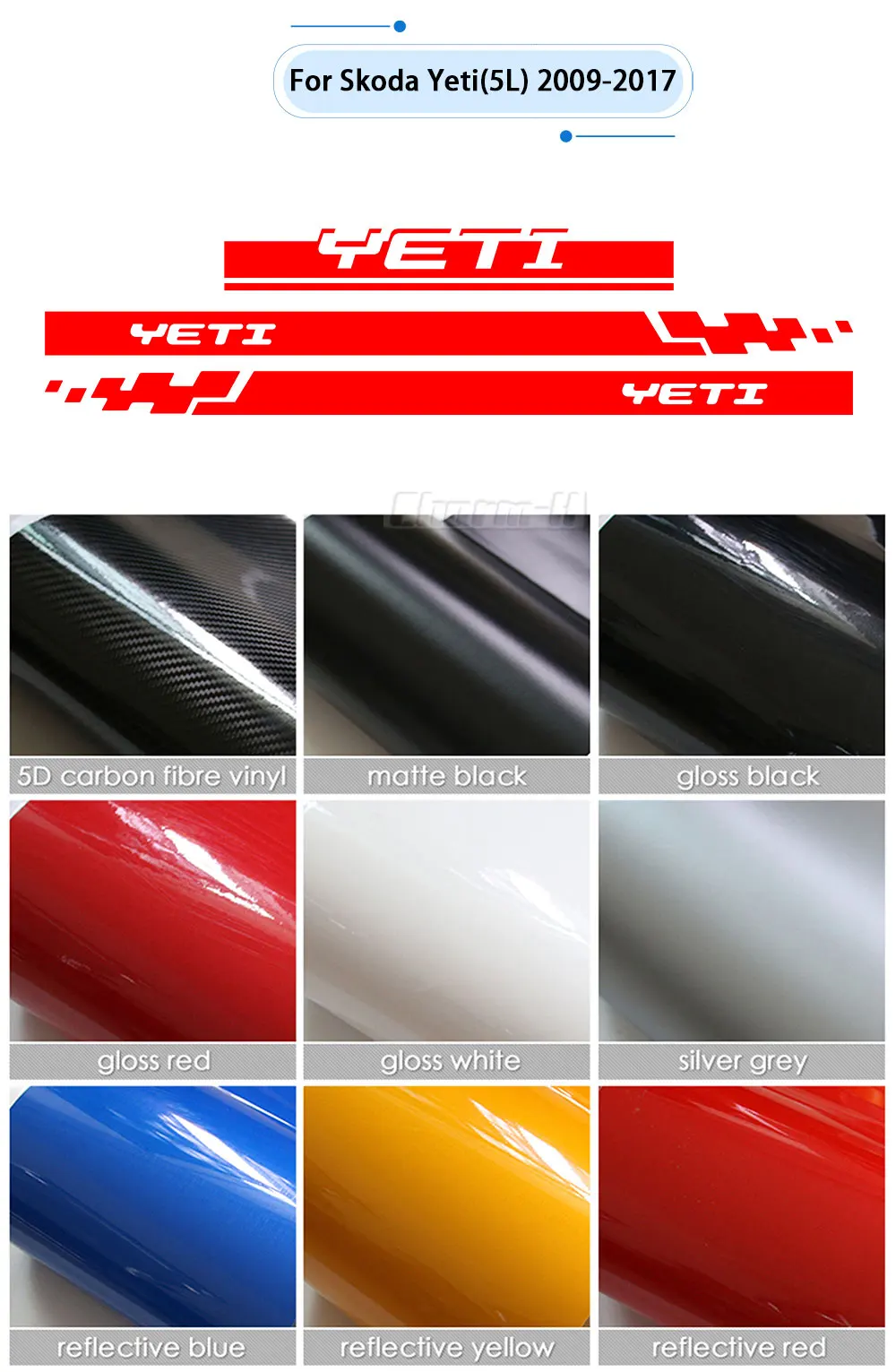 Racing Sport Car Styling Hood Engine Cover Decal Body Graphics Vinyl Side Stripes Skirt Sticker for Skoda Yeti Tuning Accessorie