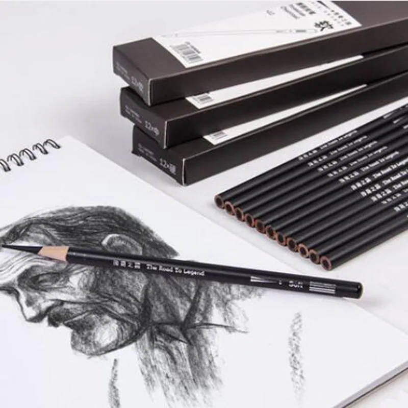 12pcs Sketch Carbon Pencils Brush Set Painting Pencil Students Hand-drawn Soft Hard Black Pen Artistic Supplies |
