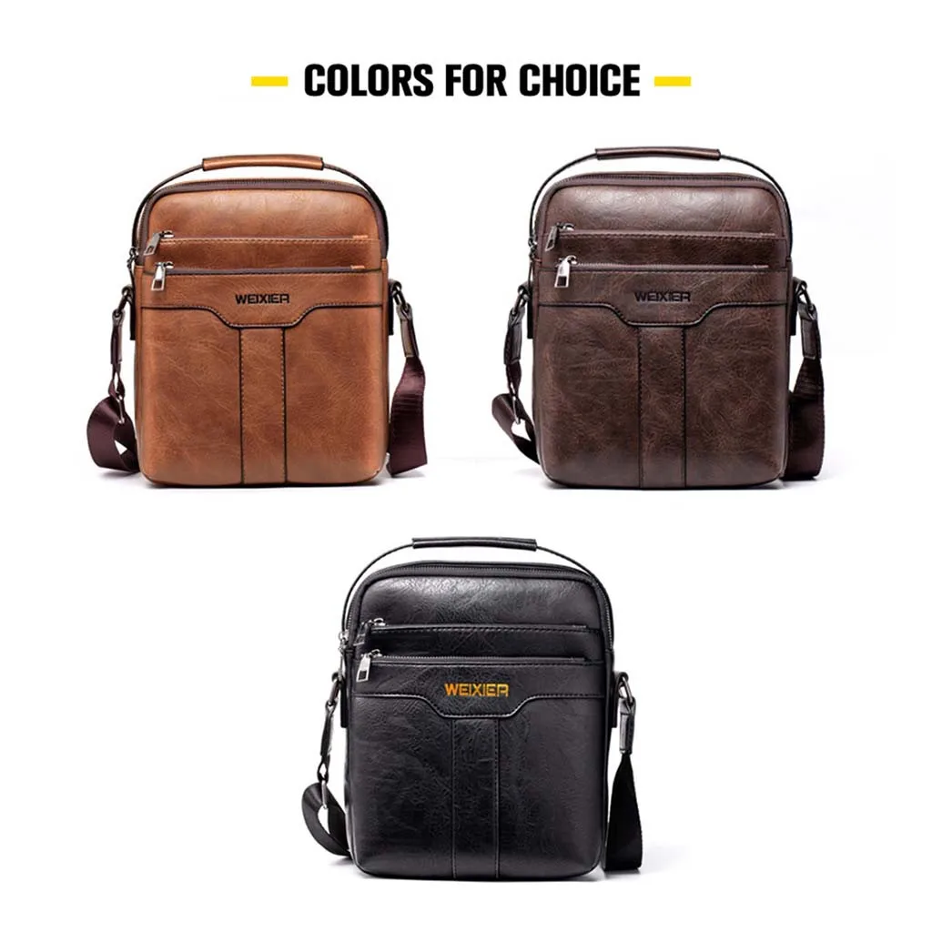 PU Leather Luxury men Bags Retro Zipper Handbags Pu Leather Purses Bags Solid Color Phone Purse Shoulder Bag Beach Bolsa#EX