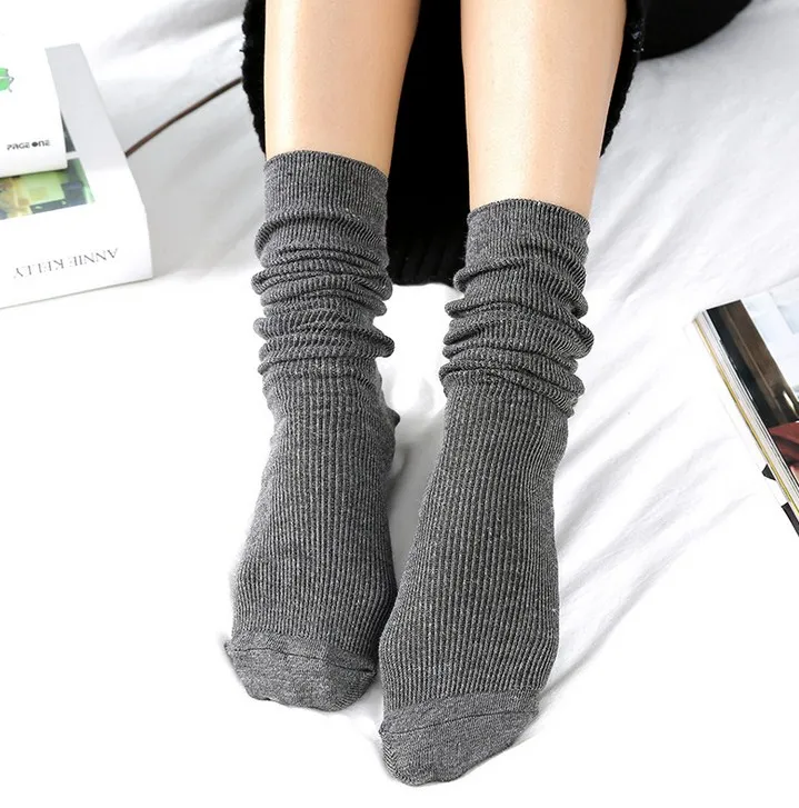 Новые женские носки короткие модные женские хлопковые повседневные Мягкие трикотажные носки по щиколотку Разноцветные классические носки теплый верх - Color: Dark grey