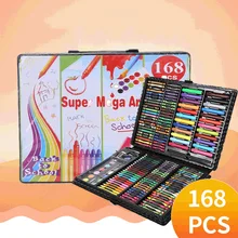 Детский набор для рисования, 168 шт., набор ручек для рисования, Детские Подарочные канцелярские товары, рисование акварелью, набор кистей и ручек
