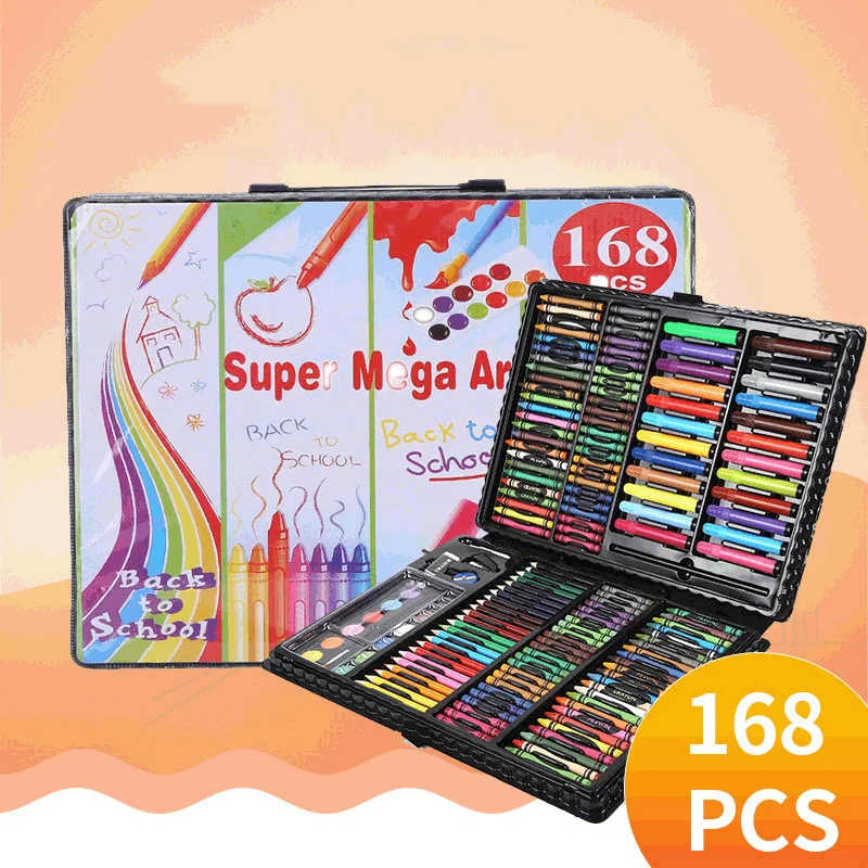 

children drawing set 168pcs drawing pen set Kids Gift Office Stationery Supplies Watercolor Drawing Art Marker Brush Pen Set