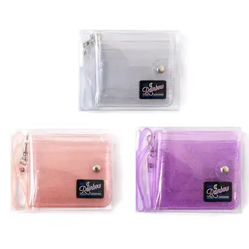 

1pcs Transprent Fold Jelly Neck Wallet Laser Coin Purse Letter Porte Holder Card Bag Bag Monnaie Korea Ins Femme Mini B3P7
