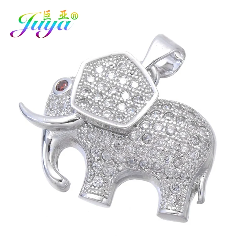 White Gold Juya DIY принадлежности для подвесок Micro Pave Циркон Драгоценный Камень Слон Бабочка Эйфелева Подвески в виде башни для женщин и детей модные ювелирные изделия - Окраска металла: White Gold