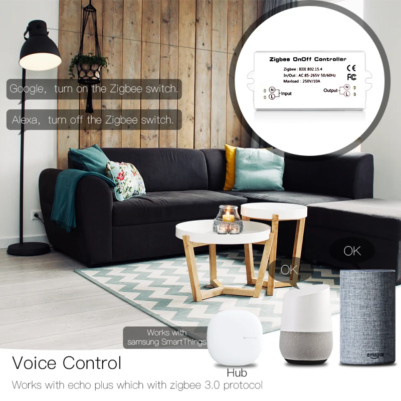 ZIGBEE AC85-265V 50/60Hz умный переключатель базовый умный дом удаленного Управление модуль на включение/выключение Управление; ВКЛ/Off Управление; для Alexa