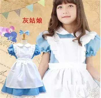 

Free Shipping Sweet Purple Cinderella Cosplay Girls Halloween Costume for Kids Fancy Dress In Wonderland Christmas Costume