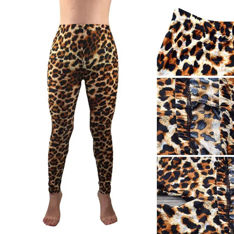 Женские осенние зимние обтягивающие леггинсы, женские леопардовые тянущиеся леггинсы, Женская эластичная укороченная штаны