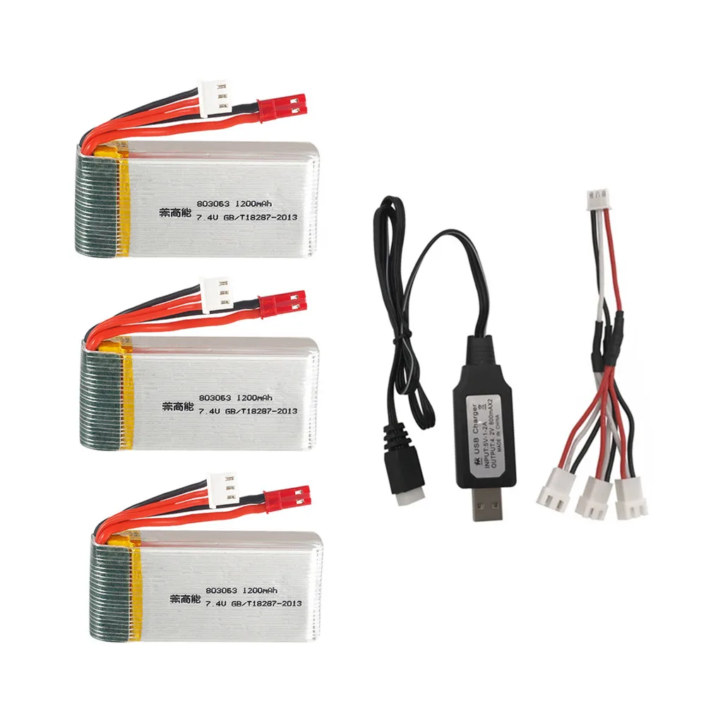

7.4V 1200mAh 803063 30C Lipo battery For Yi zhang X6 H16 MJX X101 X102 RC Drone Spare Parts Accessories li-po battery+ charger