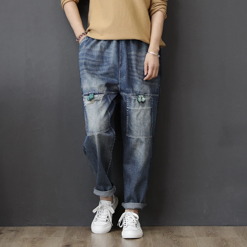 

Womans Jeans Pants Boyfriend Jeans For Women Vintage High Waist Ladies Washed Denim Harem Pants Pantalon Jean Femme