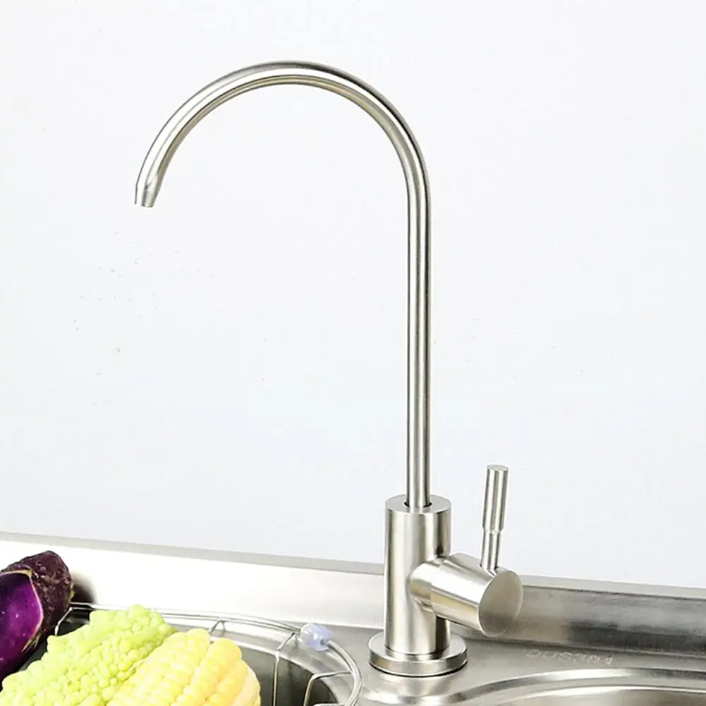 

DishyKooker Kitchen Stainless Steel Goose Neck Single Cold Water Faucet for Water Purifier Drinking Fountain Tap