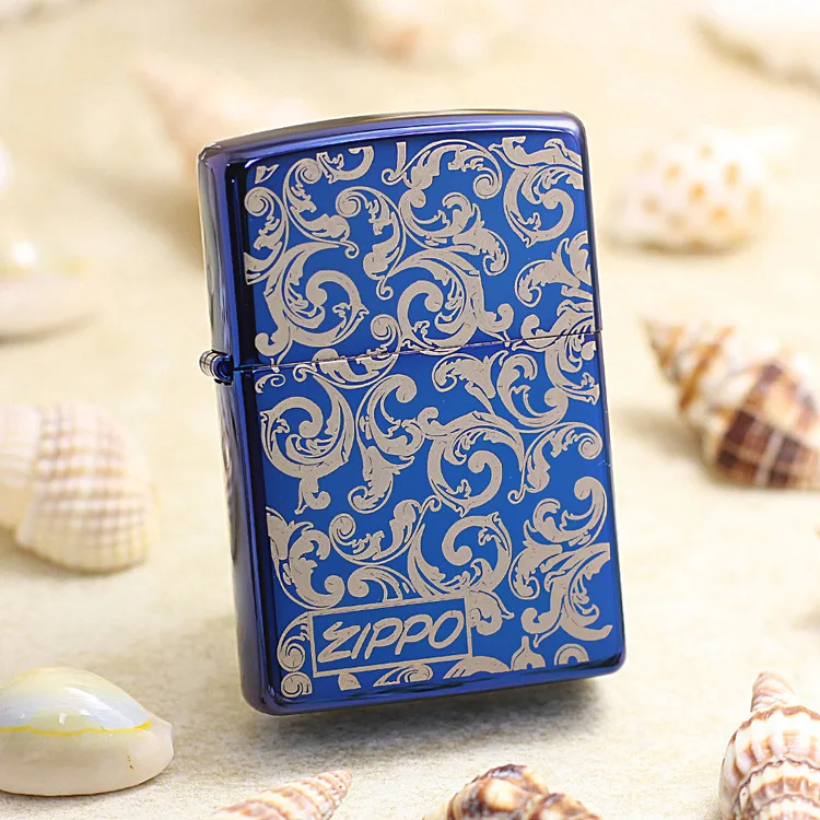 

Genuine Zippo oil lighter copper Blue ice mirror Cane vine cigarette Kerosene lighters Gifts With anti-counterfeiting code 20446