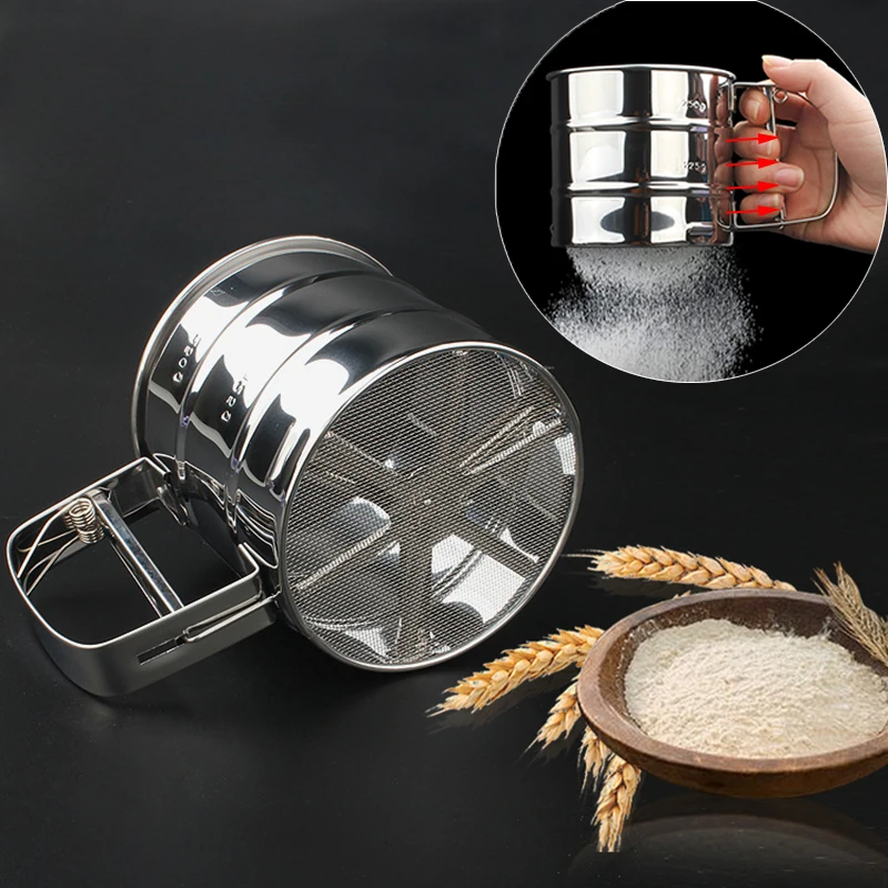 Stainless Steel Sifter Cup Flour Sieve Mesh Powder Handheld Cup Mesg Powder Cakes Set Confectionery Tools Bakery Accessories