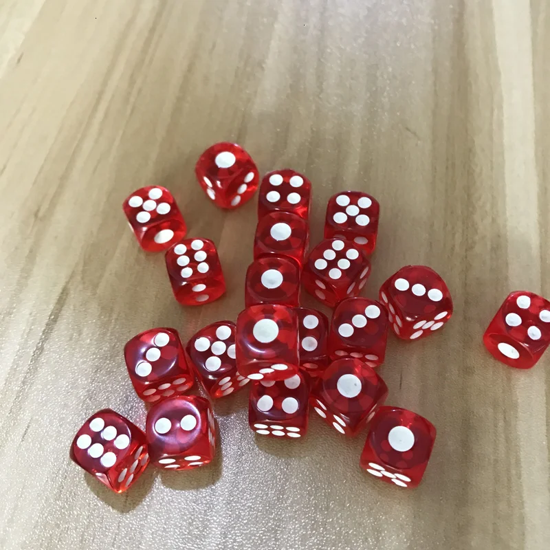 

100Pcs/Lot Quality 12mm Acrylic Transparent Red Dice White Point Dice Hexahedron Fillet Entertainment Bar KTV Dice Set Yernea
