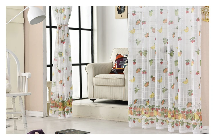 Тюлевые занавески Tiyana с фруктовым дизайном для гостиной, спальни, детской комнаты, занавески на окна, кухня, Мультяшные прозрачные Занавески, панель T171Z