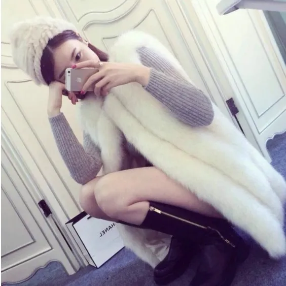 2019 Vetement Winter Women's Faux Fur Coat Furry Wild Vest Jacket Plus Size Outwear Waist Lolita Veat AW301 | Женская одежда