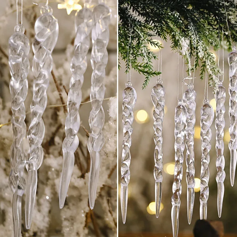 5/10Pcs Christmas Ice Pendants Simulation Icicle Christmas Tree Hanging