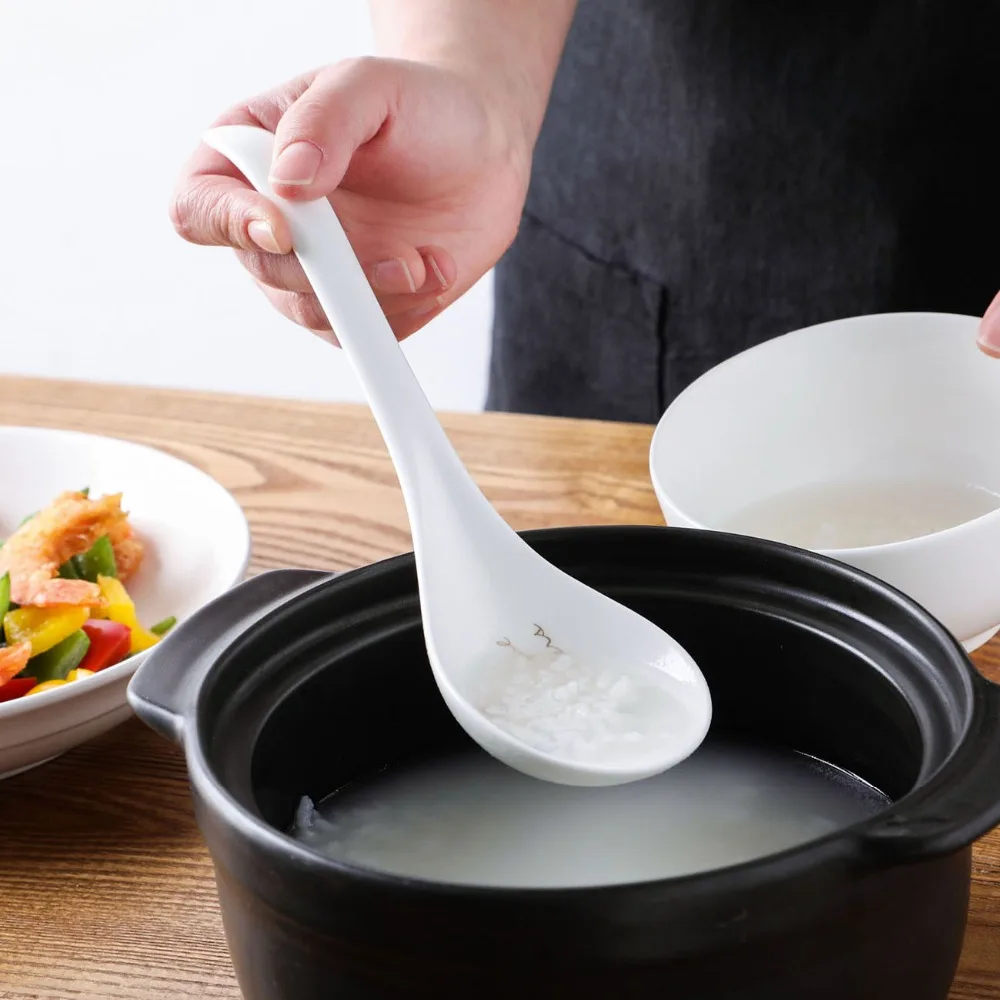 Керамическая кухонная большая ложка, суповая ложка, длинная ручка, каша, ложка, кухонная посуда, утолщенная большая ложка
