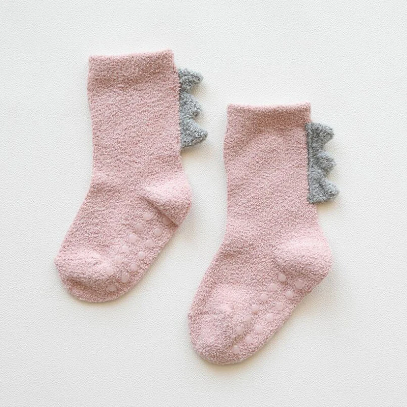 Носки для мальчиков с динозавром осенние толстые махровые нескользящие носки для маленьких девочек теплые детские носки-тапочки для малышей, детские носки на Рождество - Цвет: D