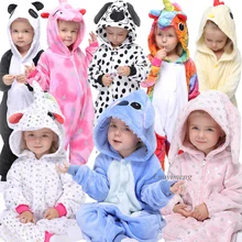 Kigurumi/Детские пижамы; комбинезон с единорогом для детей; Рождественская Пижама для мальчиков и девочек; комбинезон с пандой; зимняя Пижама с животными