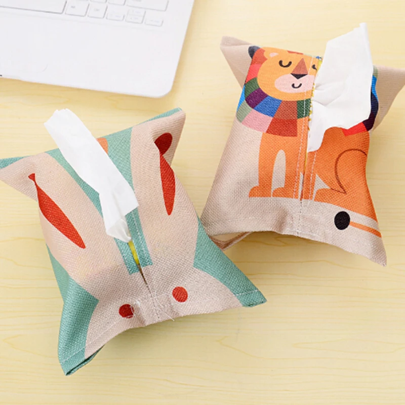 Cartoon Animal Tissue Case Box Car Napkin Paper Container Cute Paper Towel Napkin Pouch For Home Decoration Random